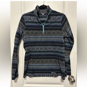 Eddie Bauer 1/4 Zip Fleece Pullover Womens Aztec Southwestern Sweater Size Small